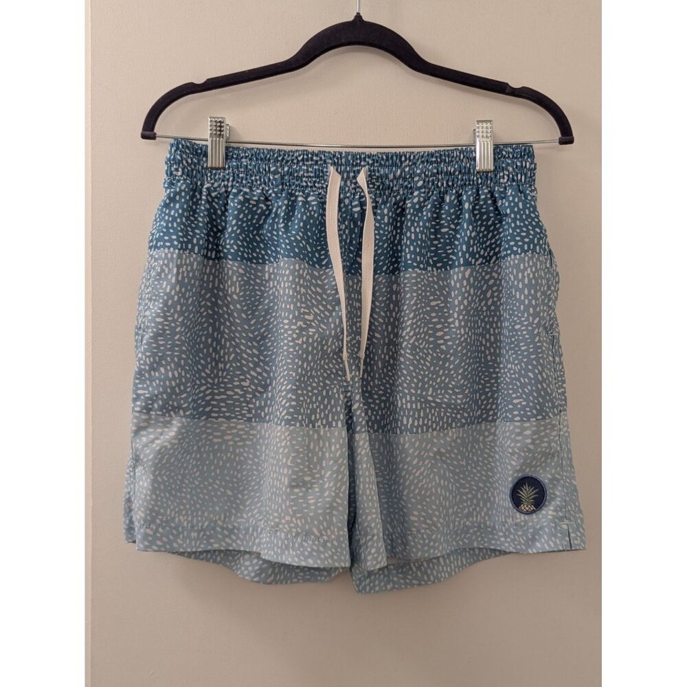 Chubbies Mens Blue Patterned Swim Shorts With Pineapple Patch & Drawstring Waist